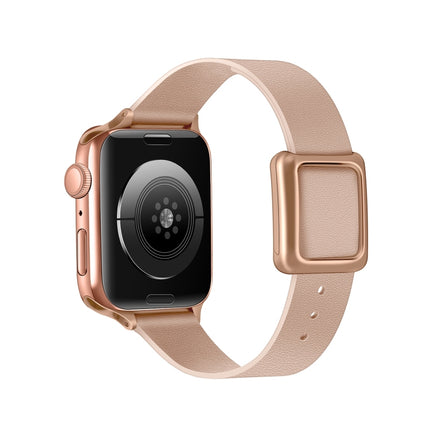 Magnetic Rose Gold Square Buckle Watch Band For Apple Watch Series, 7 45mm / 6&SE&5&4 44mm / 3&2&1 42mm, 7 41mm / 6&SE&5&4 40mm / 3&2&1 38mm - DealBuddy