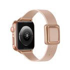 Magnetic Rose Gold Square Buckle Watch Band For Apple Watch Series, 7 45mm / 6&SE&5&4 44mm / 3&2&1 42mm, 7 41mm / 6&SE&5&4 40mm / 3&2&1 38mm - DealBuddy