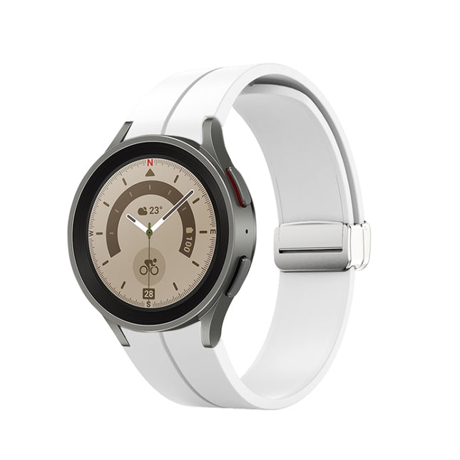 Folding Silver Buckle Silicone Watch Band, For Samsung Galaxy Watch5 40&44mm / Pro 45mm - DealBuddy