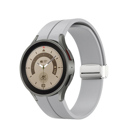 Folding Silver Buckle Silicone Watch Band, For Samsung Galaxy Watch5 40&44mm / Pro 45mm - DealBuddy