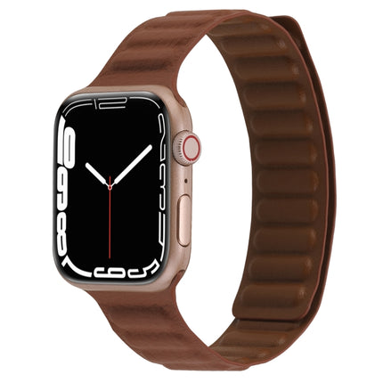 Magnetic Two-color Loop Slim Leather Watch Band For Apple Watch Series, 7 45mm / 6&SE&5&4 44mm / 3&2&1 42mm, 7 41mm / 6&SE&5&4 40mm / 3&2&1 38mm - DealBuddy