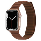 Magnetic Two-color Loop Slim Leather Watch Band For Apple Watch Series, 7 45mm / 6&SE&5&4 44mm / 3&2&1 42mm, 7 41mm / 6&SE&5&4 40mm / 3&2&1 38mm - DealBuddy