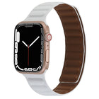 Magnetic Two-color Loop Slim Leather Watch Band For Apple Watch Series, 7 45mm / 6&SE&5&4 44mm / 3&2&1 42mm, 7 41mm / 6&SE&5&4 40mm / 3&2&1 38mm - DealBuddy