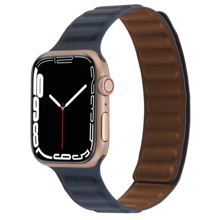 Magnetic Two-color Loop Slim Leather Watch Band For Apple Watch Series, 7 45mm / 6&SE&5&4 44mm / 3&2&1 42mm, 7 41mm / 6&SE&5&4 40mm / 3&2&1 38mm - DealBuddy
