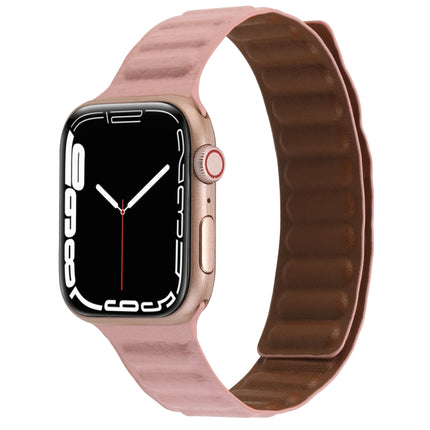 Magnetic Two-color Loop Slim Leather Watch Band For Apple Watch Series, 7 45mm / 6&SE&5&4 44mm / 3&2&1 42mm, 7 41mm / 6&SE&5&4 40mm / 3&2&1 38mm - DealBuddy