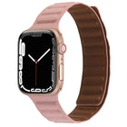 Magnetic Two-color Loop Slim Leather Watch Band For Apple Watch Series, 7 45mm / 6&SE&5&4 44mm / 3&2&1 42mm, 7 41mm / 6&SE&5&4 40mm / 3&2&1 38mm - DealBuddy