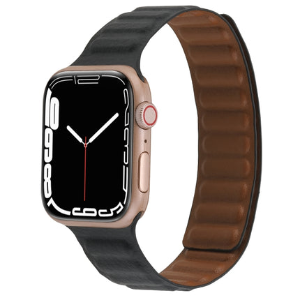 Magnetic Two-color Loop Slim Leather Watch Band For Apple Watch Series, 7 45mm / 6&SE&5&4 44mm / 3&2&1 42mm, 7 41mm / 6&SE&5&4 40mm / 3&2&1 38mm - DealBuddy