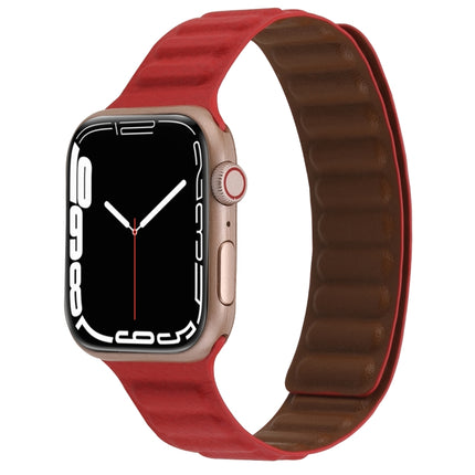 Magnetic Two-color Loop Slim Leather Watch Band For Apple Watch Series, 7 45mm / 6&SE&5&4 44mm / 3&2&1 42mm, 7 41mm / 6&SE&5&4 40mm / 3&2&1 38mm - DealBuddy