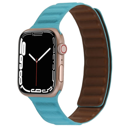 Magnetic Two-color Loop Slim Leather Watch Band For Apple Watch Series, 7 45mm / 6&SE&5&4 44mm / 3&2&1 42mm, 7 41mm / 6&SE&5&4 40mm / 3&2&1 38mm - DealBuddy