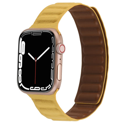 Magnetic Two-color Loop Slim Leather Watch Band For Apple Watch Series, 7 45mm / 6&SE&5&4 44mm / 3&2&1 42mm, 7 41mm / 6&SE&5&4 40mm / 3&2&1 38mm - DealBuddy
