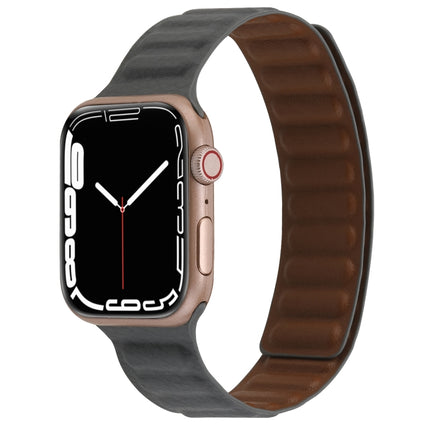 Magnetic Two-color Loop Slim Leather Watch Band For Apple Watch Series, 7 45mm / 6&SE&5&4 44mm / 3&2&1 42mm, 7 41mm / 6&SE&5&4 40mm / 3&2&1 38mm - DealBuddy
