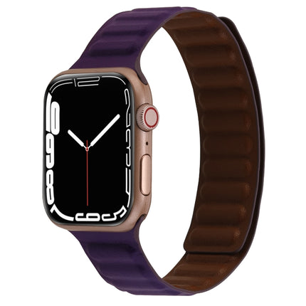 Magnetic Two-color Loop Slim Leather Watch Band For Apple Watch Series, 7 45mm / 6&SE&5&4 44mm / 3&2&1 42mm, 7 41mm / 6&SE&5&4 40mm / 3&2&1 38mm - DealBuddy