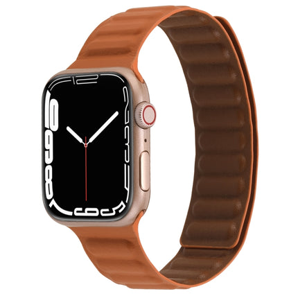 Magnetic Two-color Loop Slim Leather Watch Band For Apple Watch Series, 7 45mm / 6&SE&5&4 44mm / 3&2&1 42mm, 7 41mm / 6&SE&5&4 40mm / 3&2&1 38mm - DealBuddy