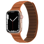 Magnetic Two-color Loop Slim Leather Watch Band For Apple Watch Series, 7 45mm / 6&SE&5&4 44mm / 3&2&1 42mm, 7 41mm / 6&SE&5&4 40mm / 3&2&1 38mm - DealBuddy