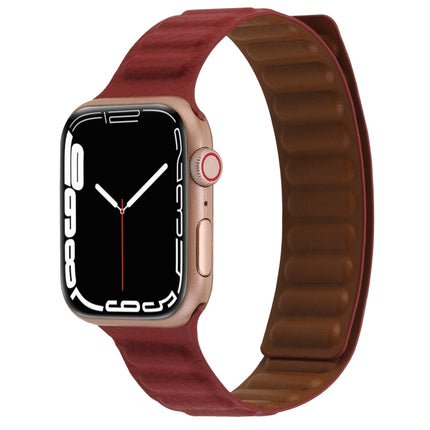 Magnetic Two-color Loop Slim Leather Watch Band For Apple Watch Series, 7 45mm / 6&SE&5&4 44mm / 3&2&1 42mm, 7 41mm / 6&SE&5&4 40mm / 3&2&1 38mm - DealBuddy