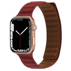 Magnetic Two-color Loop Slim Leather Watch Band For Apple Watch Series, 7 45mm / 6&SE&5&4 44mm / 3&2&1 42mm, 7 41mm / 6&SE&5&4 40mm / 3&2&1 38mm - DealBuddy
