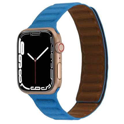 Magnetic Two-color Loop Slim Leather Watch Band For Apple Watch Series, 7 45mm / 6&SE&5&4 44mm / 3&2&1 42mm, 7 41mm / 6&SE&5&4 40mm / 3&2&1 38mm - DealBuddy