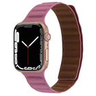 Magnetic Two-color Loop Slim Leather Watch Band For Apple Watch Series, 7 45mm / 6&SE&5&4 44mm / 3&2&1 42mm, 7 41mm / 6&SE&5&4 40mm / 3&2&1 38mm - DealBuddy