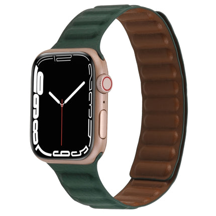 Magnetic Two-color Loop Slim Leather Watch Band For Apple Watch Series, 7 45mm / 6&SE&5&4 44mm / 3&2&1 42mm, 7 41mm / 6&SE&5&4 40mm / 3&2&1 38mm - DealBuddy