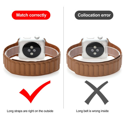 Magnetic Two-color Loop Slim Leather Watch Band For Apple Watch Series