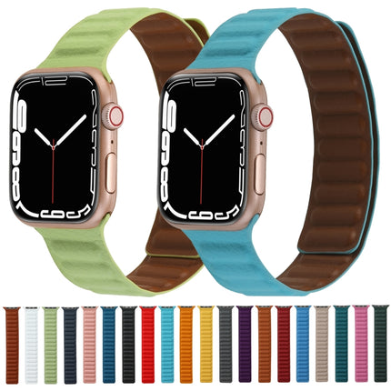 Magnetic Two-color Loop Slim Leather Watch Band For Apple Watch Series