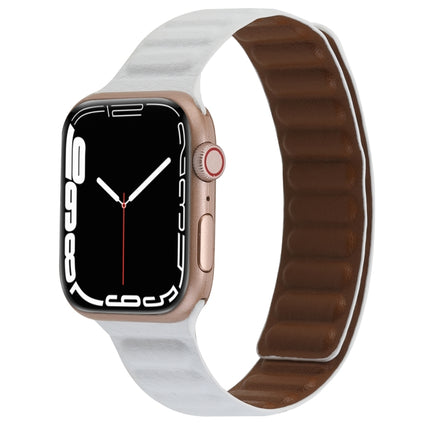 Magnetic Two-color Loop Slim Leather Watch Band For Apple Watch Series, 7 45mm / 6&SE&5&4 44mm / 3&2&1 42mm, 7 41mm / 6&SE&5&4 40mm / 3&2&1 38mm - DealBuddy