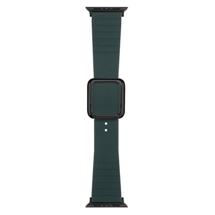 Black Square Buckle Silicone Watch Band For Apple Watch Series, 7 45mm / 6&SE&5&4 44mm / 3&2&1 42mm, 7 41mm / 6&SE&5&4 40mm / 3&2&1 38mm - DealBuddy
