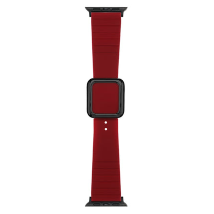 Black Square Buckle Silicone Watch Band For Apple Watch Series, 7 45mm / 6&SE&5&4 44mm / 3&2&1 42mm, 7 41mm / 6&SE&5&4 40mm / 3&2&1 38mm - DealBuddy