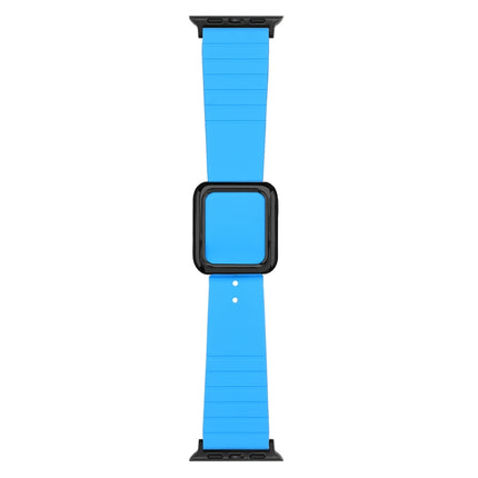 Black Square Buckle Silicone Watch Band For Apple Watch Series, 7 45mm / 6&SE&5&4 44mm / 3&2&1 42mm, 7 41mm / 6&SE&5&4 40mm / 3&2&1 38mm - DealBuddy
