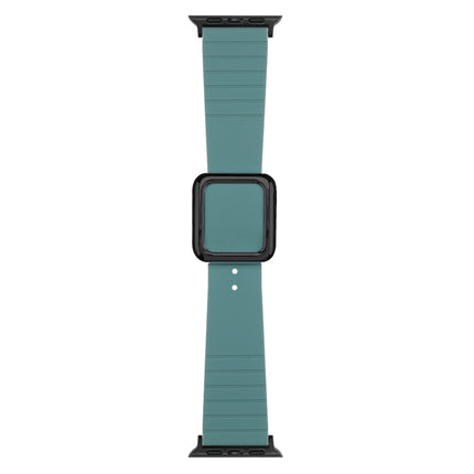 Black Square Buckle Silicone Watch Band For Apple Watch Series, 7 45mm / 6&SE&5&4 44mm / 3&2&1 42mm, 7 41mm / 6&SE&5&4 40mm / 3&2&1 38mm - DealBuddy