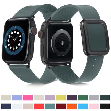 Black Square Buckle Silicone Watch Band For Apple Watch Series
