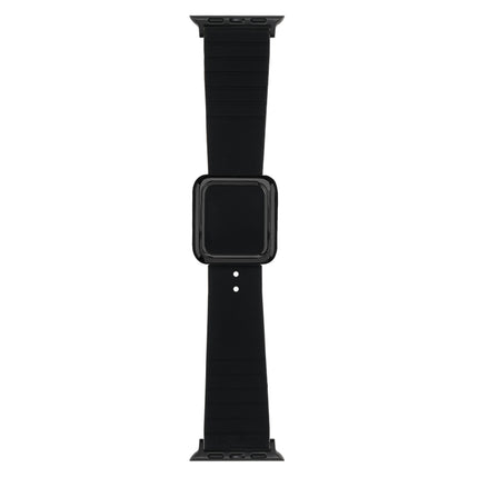 Black Square Buckle Silicone Watch Band For Apple Watch Series, 7 45mm / 6&SE&5&4 44mm / 3&2&1 42mm, 7 41mm / 6&SE&5&4 40mm / 3&2&1 38mm - DealBuddy