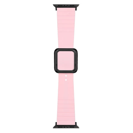 Black Square Buckle Silicone Watch Band For Apple Watch Series