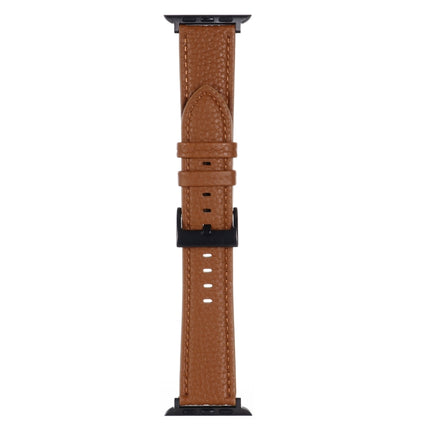 Litchi Texture Leather Watch Band For Apple Watch Series, 7 45mm / 6&SE&5&4 44mm / 3&2&1 42mm, 7 41mm / 6&SE&5&4 40mm / 3&2&1 38mm - DealBuddy