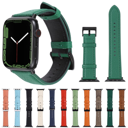 Litchi Texture Leather Watch Band For Apple Watch Series, 7 45mm / 6&SE&5&4 44mm / 3&2&1 42mm, 7 41mm / 6&SE&5&4 40mm / 3&2&1 38mm - DealBuddy