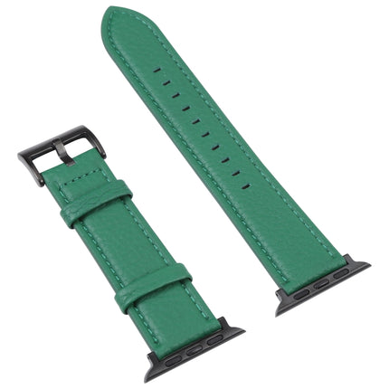 Litchi Texture Leather Watch Band For Apple Watch Series, 7 45mm / 6&SE&5&4 44mm / 3&2&1 42mm, 7 41mm / 6&SE&5&4 40mm / 3&2&1 38mm - DealBuddy