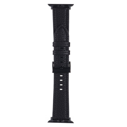 Litchi Texture Leather Watch Band For Apple Watch Series, 7 45mm / 6&SE&5&4 44mm / 3&2&1 42mm, 7 41mm / 6&SE&5&4 40mm / 3&2&1 38mm - DealBuddy