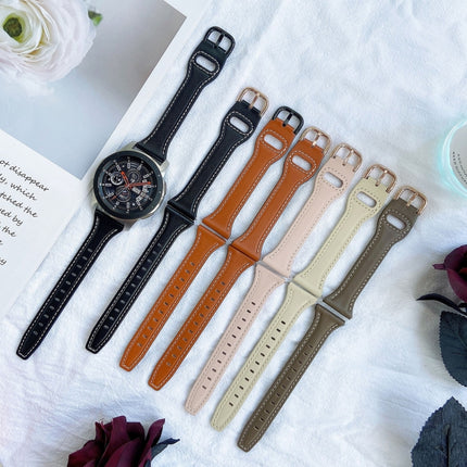 22mm Reverse Buckle Genuine Leather Watch Band, For Samsung Galaxy Watch3 / Huawei Watch GT3 Pro - DealBuddy