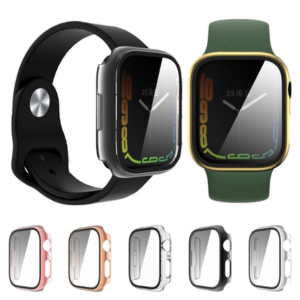 Tempered Glass Film Plating PC Watch Case, For Apple Watch Series 9 / 8 & 7 45mm, For Apple Watch Series 9 / 8 & 7 41mm - DealBuddy