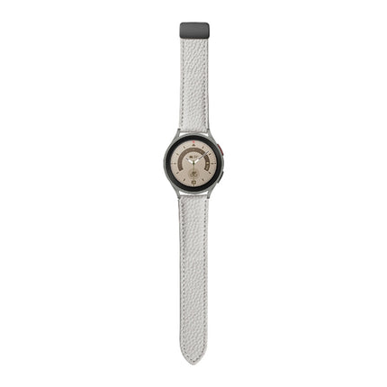For Samsung Galaxy Watch5 40mm / 44mm Litchi Genuine Leather Watch Band, Black Buckle, Silver Buckle - DealBuddy