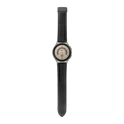 For Samsung Galaxy Watch5 40mm / 44mm Litchi Genuine Leather Watch Band, Black Buckle, Silver Buckle - DealBuddy