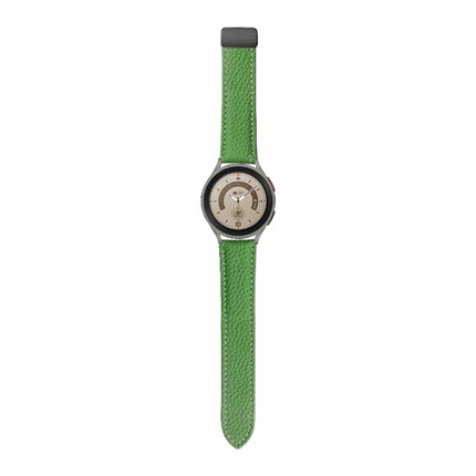 For Samsung Galaxy Watch5 40mm / 44mm Litchi Genuine Leather Watch Band, Black Buckle, Silver Buckle - DealBuddy