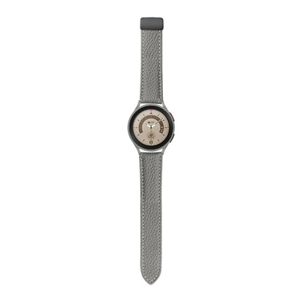 For Samsung Galaxy Watch5 40mm / 44mm Litchi Genuine Leather Watch Band, Black Buckle, Silver Buckle - DealBuddy
