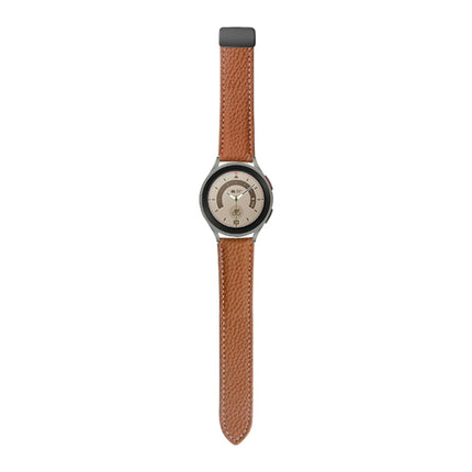For Samsung Galaxy Watch5 40mm / 44mm Litchi Genuine Leather Watch Band, Black Buckle, Silver Buckle - DealBuddy