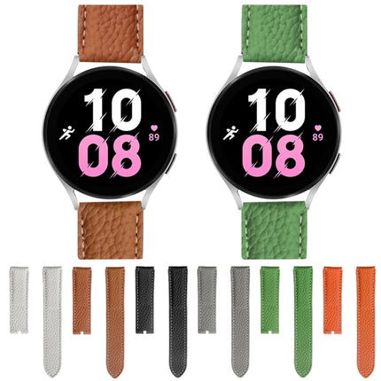 For Samsung Galaxy Watch5 40mm / 44mm Litchi Genuine Leather Watch Band, Black Buckle, Silver Buckle - DealBuddy