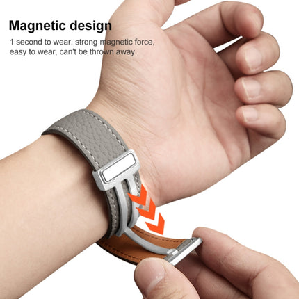 For Samsung Galaxy Watch5 40mm / 44mm Litchi Genuine Leather Watch Band, Black Buckle, Silver Buckle - DealBuddy