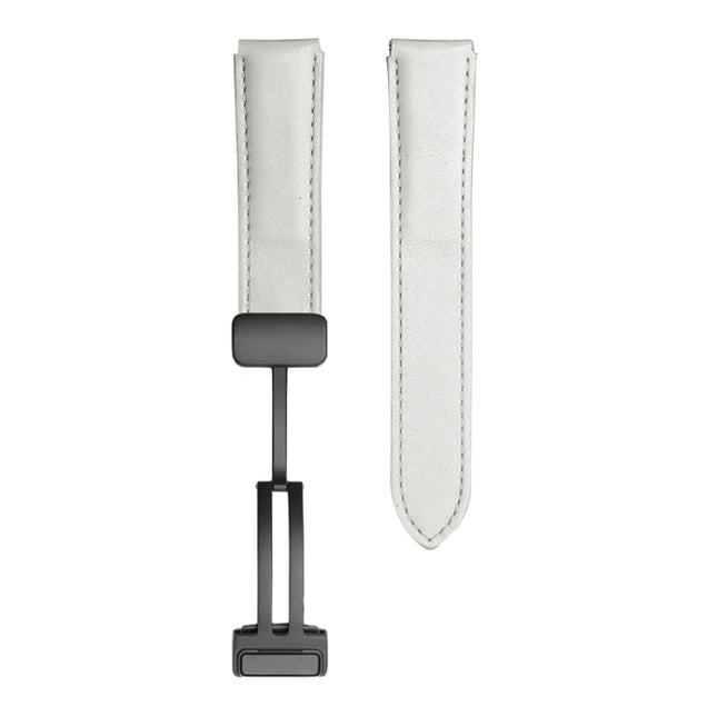 For Samsung Galaxy Watch5 40mm / 44mm Plain Weave Genuine Leather Watch Band, Black Buckle, Silver Buckle - DealBuddy