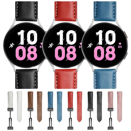 For Samsung Galaxy Watch5 40mm / 44mm Plain Weave Genuine Leather Watch Band, Black Buckle, Silver Buckle - DealBuddy
