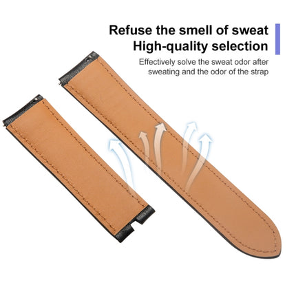 For Samsung Galaxy Watch5 40mm / 44mm Plain Weave Genuine Leather Watch Band, Black Buckle, Silver Buckle - DealBuddy