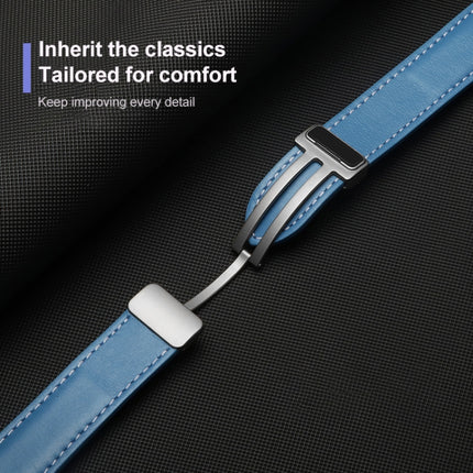 For Samsung Galaxy Watch5 40mm / 44mm Plain Weave Genuine Leather Watch Band, Black Buckle, Silver Buckle - DealBuddy